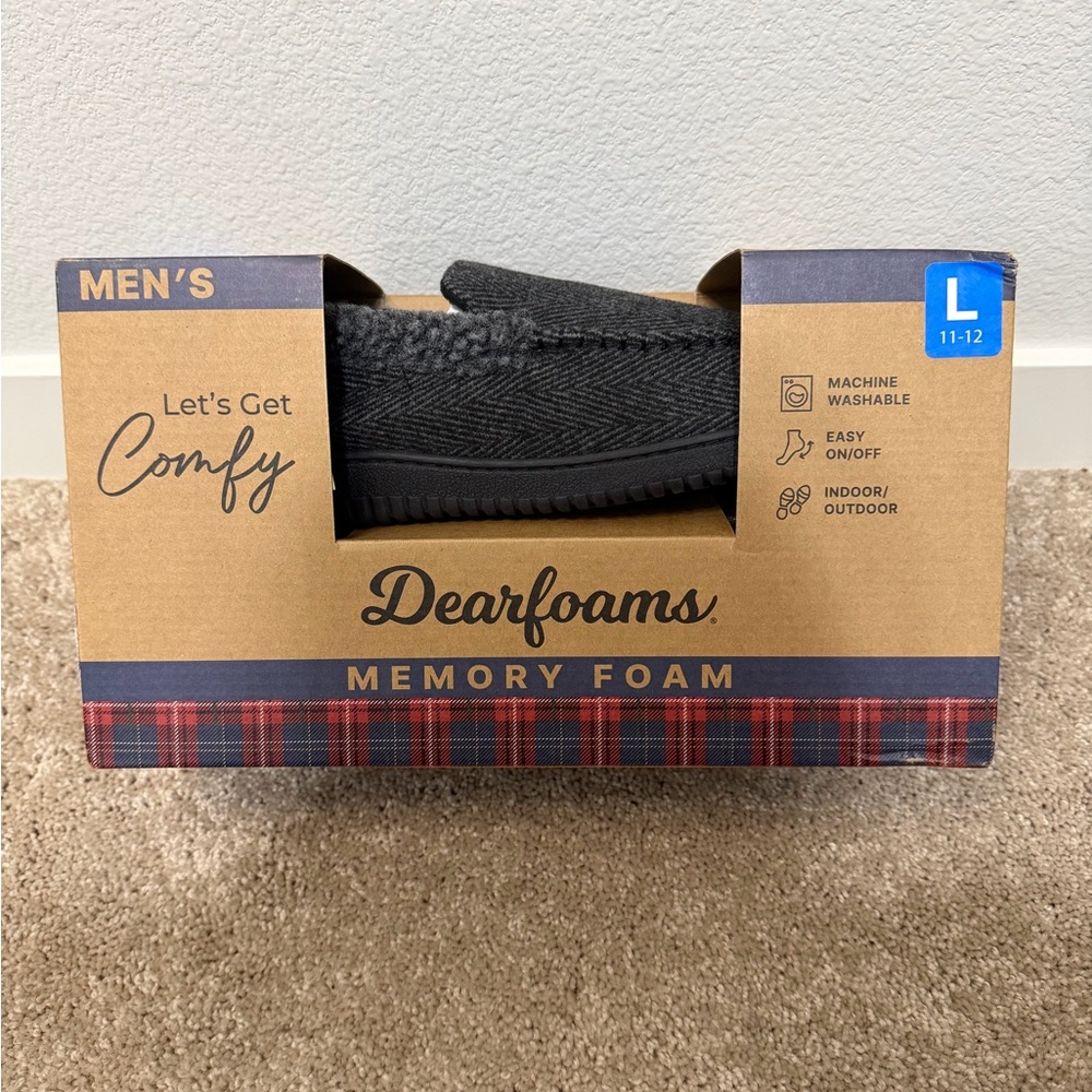 🔥SALE🔥 NWT Dearfoams Men's Gray Memory Foam Loafers